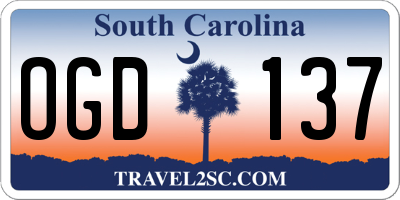 SC license plate OGD137