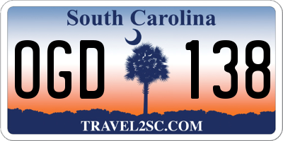 SC license plate OGD138