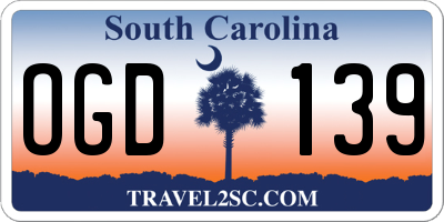 SC license plate OGD139