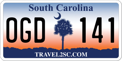SC license plate OGD141