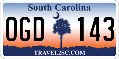SC license plate OGD143