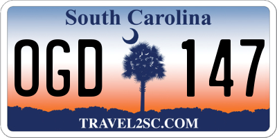 SC license plate OGD147
