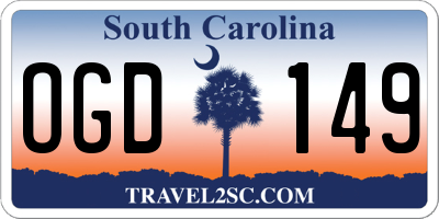 SC license plate OGD149