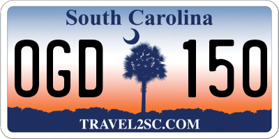 SC license plate OGD150