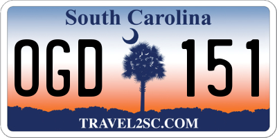 SC license plate OGD151