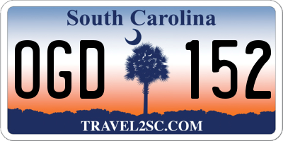 SC license plate OGD152