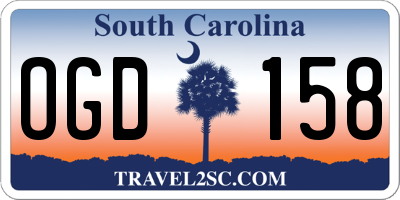 SC license plate OGD158