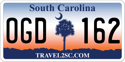 SC license plate OGD162