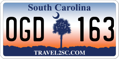 SC license plate OGD163