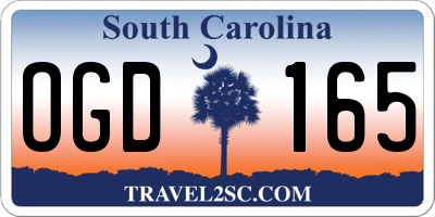 SC license plate OGD165