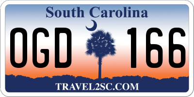 SC license plate OGD166