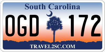 SC license plate OGD172