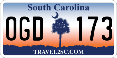 SC license plate OGD173