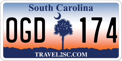 SC license plate OGD174