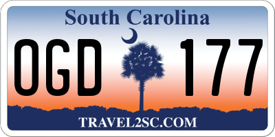 SC license plate OGD177