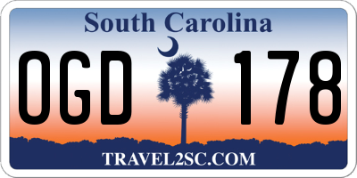 SC license plate OGD178