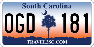 SC license plate OGD181