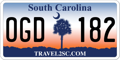 SC license plate OGD182