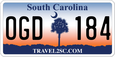 SC license plate OGD184