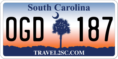 SC license plate OGD187