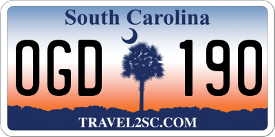 SC license plate OGD190