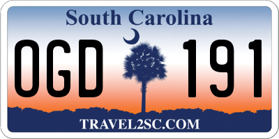 SC license plate OGD191