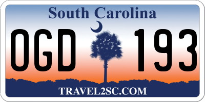 SC license plate OGD193