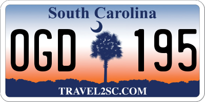 SC license plate OGD195