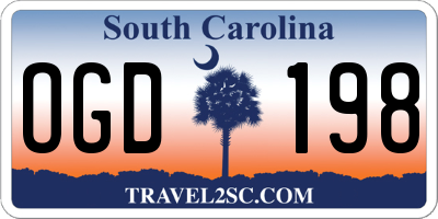 SC license plate OGD198