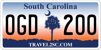 SC license plate OGD200