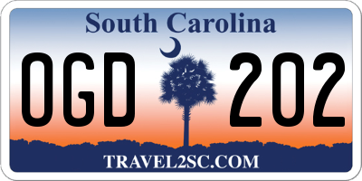 SC license plate OGD202