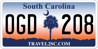 SC license plate OGD208
