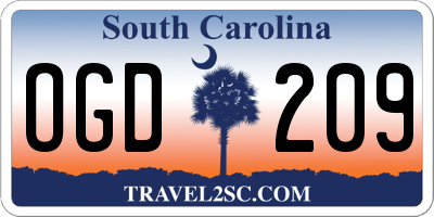 SC license plate OGD209