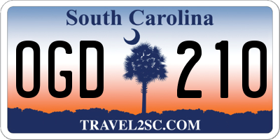 SC license plate OGD210