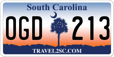 SC license plate OGD213