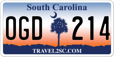 SC license plate OGD214