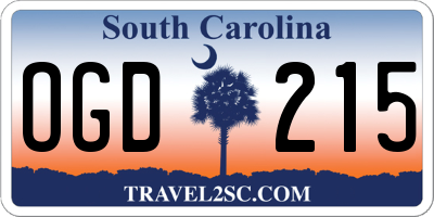 SC license plate OGD215