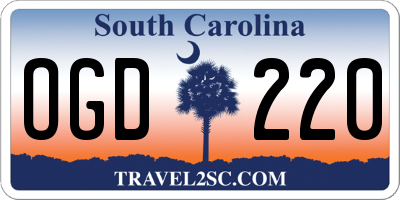 SC license plate OGD220