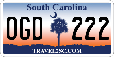 SC license plate OGD222