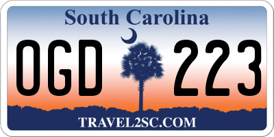 SC license plate OGD223