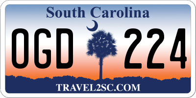 SC license plate OGD224