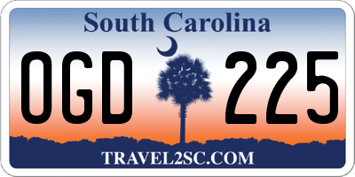 SC license plate OGD225