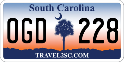 SC license plate OGD228