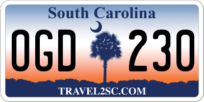 SC license plate OGD230