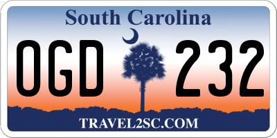 SC license plate OGD232