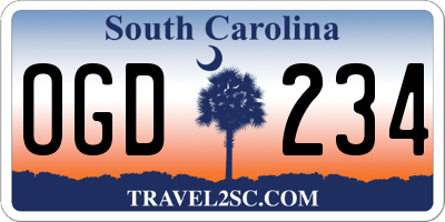 SC license plate OGD234
