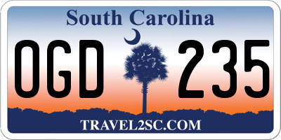 SC license plate OGD235
