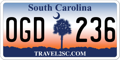 SC license plate OGD236