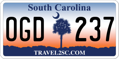 SC license plate OGD237