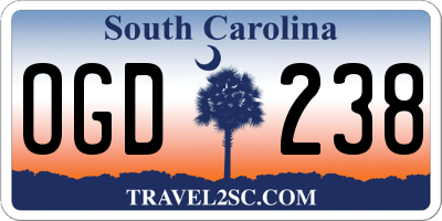 SC license plate OGD238